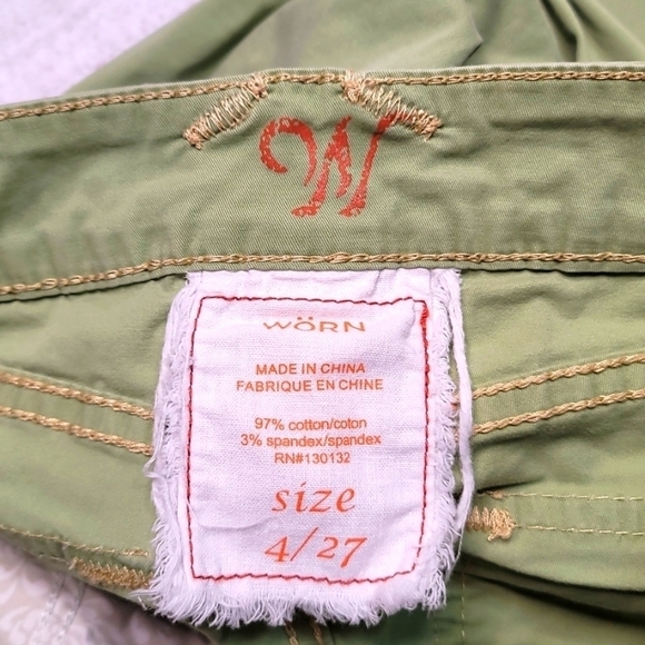 WÖRN Green Stretch Denim Back Flap Pocket Jeans Straight Leg size 4/27 - Picture 2 of 13